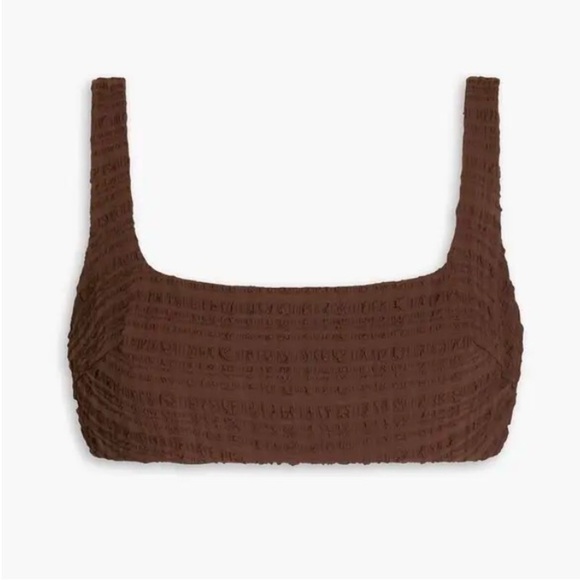 NWOT Form And Fold Seersucker Underwire The Crop Bikini Top Chocolate Brown 32D - Picture 2 of 13